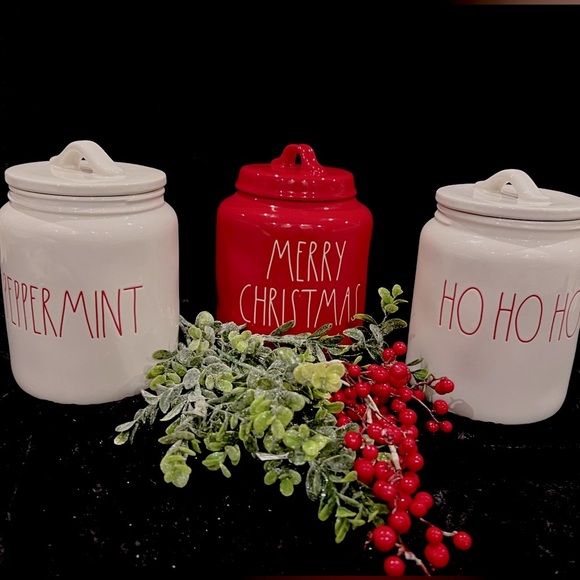 Rae Dunn Other - ⭐️BOGO FREE⭐️ Rae Dunn Canisters-red and off-white. VGUC